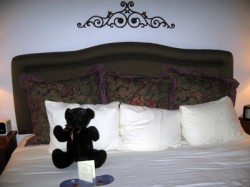 Our hotel came with a balloon and a teddy bear on the bed