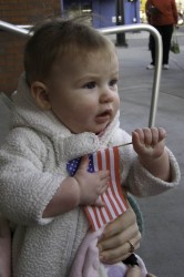 My daughter with an American Flag