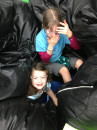 Playing in bean bag chairs.